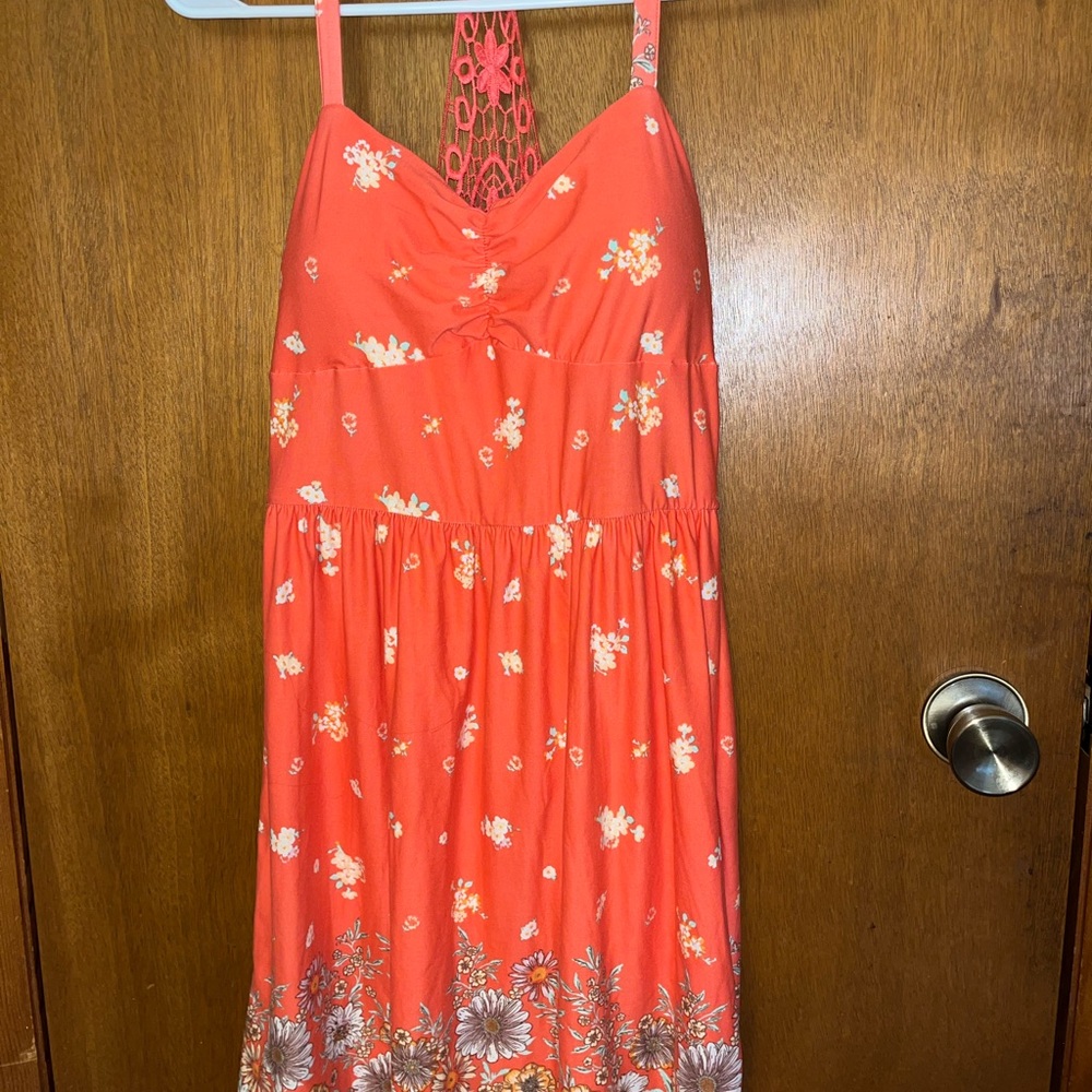 No Boundaries Coral Floral Midi Dress